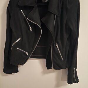 Vici Black Leather Jacket with Silver Accents